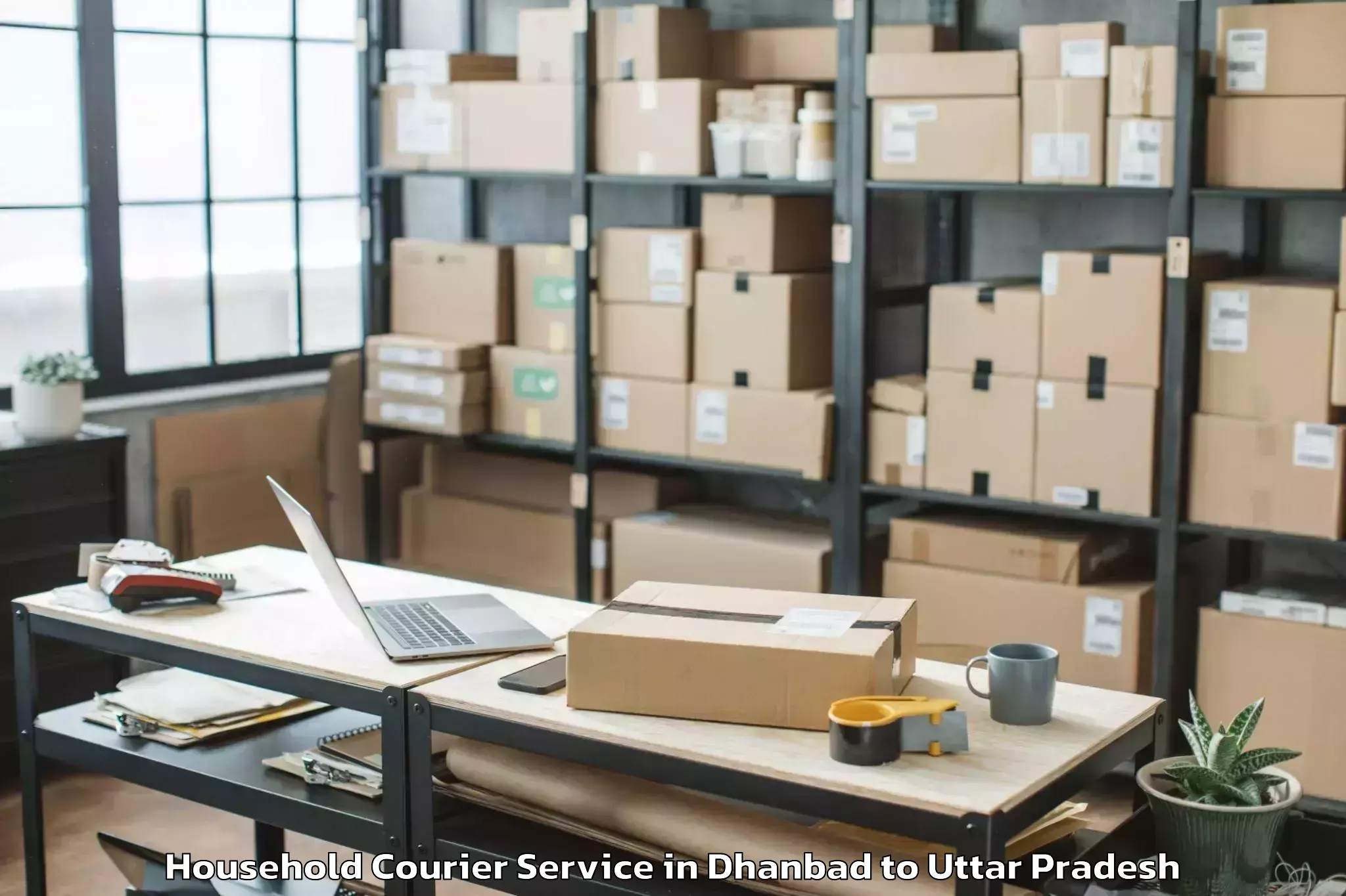 Top Dhanbad to Chandra Shekhar Azad Universit Household Courier Available